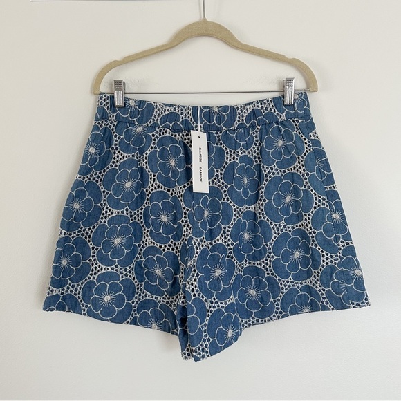 Samsoe Jimea Denim Blue Flower Shorts Size Large NWT - Picture 6 of 6